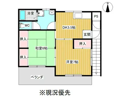 クロバコーポ(2DK/2階)の間取り写真