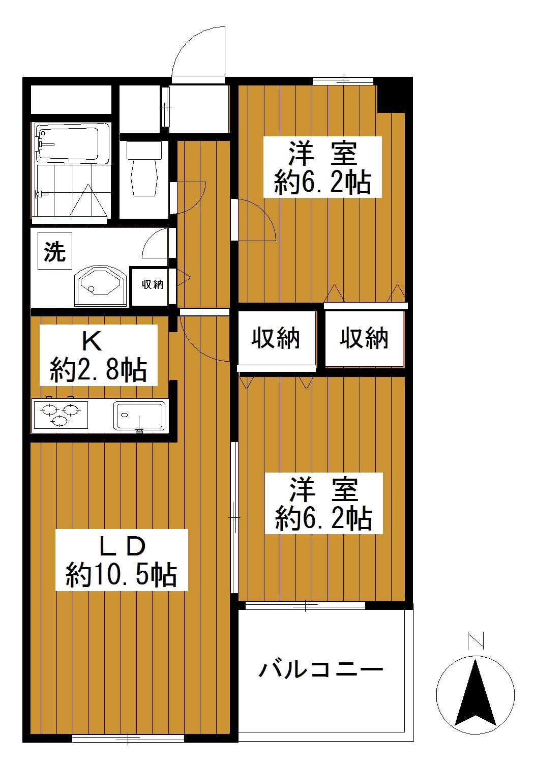 ラトゥール(2LDK/3階)の間取り写真