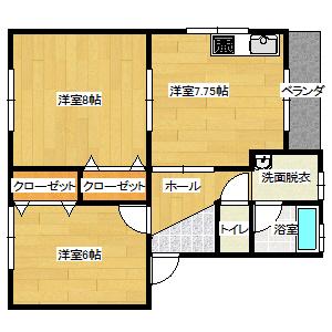 ウィンドチャイム(2LDK/1階)の間取り写真