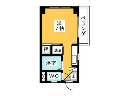 ヴィラ清水 北棟(ワンルーム/1階)の間取り写真