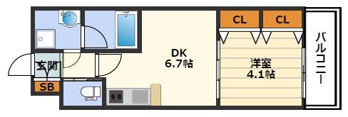 プレジオ中津(1DK/10階)の間取り写真