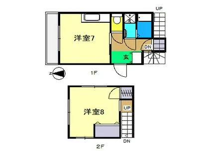 ハイツ大久保(1DK/1階)の間取り写真