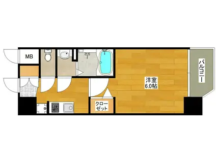 プレサンスブルーム東三国(1K/9階)の間取り写真