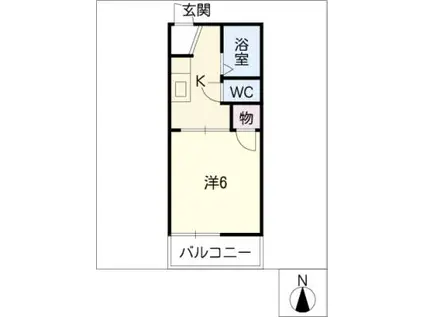 ドミールハヤマ(1K/2階)の間取り写真