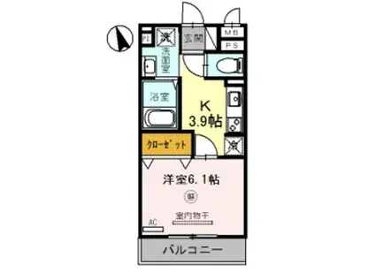 カーサ・フェリーチェ平田(1K/2階)の間取り写真