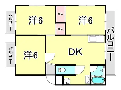 冨楽ハイツ(3DK/3階)の間取り写真