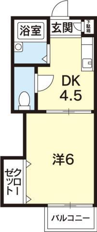 リバーハイツとも(1DK/1階)の間取り写真