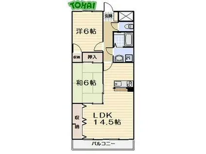 ルミエール三雲(2LDK/3階)の間取り写真