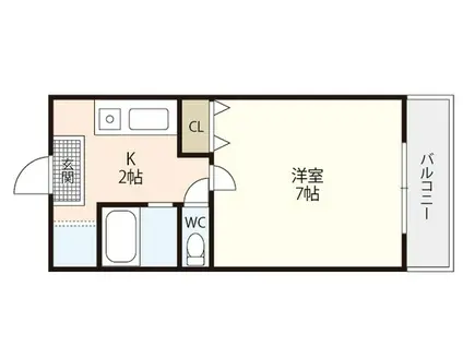 第6野地ビル(1K/4階)の間取り写真
