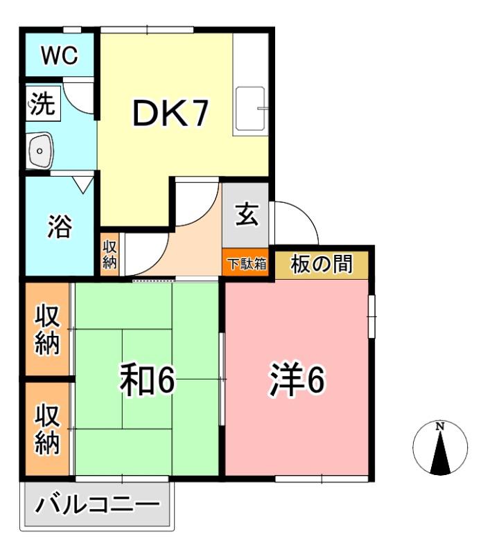 タウニィ樹 B(2DK/2階)の間取り写真