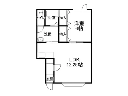 ソシエII(1LDK/2階)の間取り写真