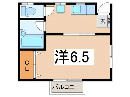 ウエスト SIDE(1K/1階)の間取り写真