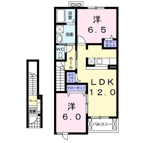 アンソレイエB(2LDK/2階)の間取り写真