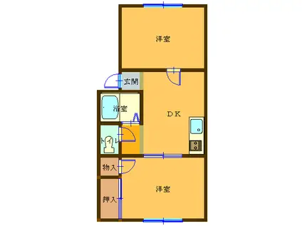 筑波トーヨーハイツ(2DK/1階)の間取り写真