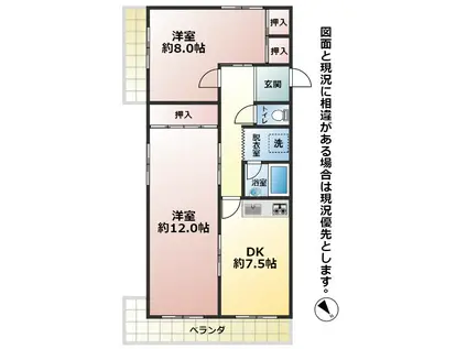 メゾンひらの(3DK/6階)の間取り写真