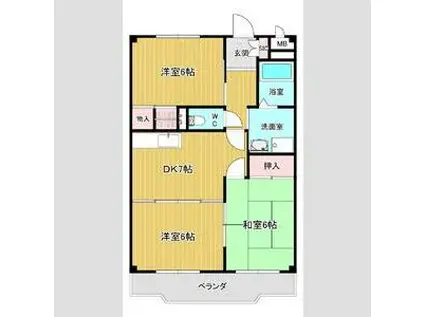 パストラーレ弐番館(3DK/1階)の間取り写真