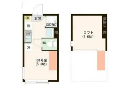 ハーモニーテラス上井草V(ワンルーム/1階)の間取り写真