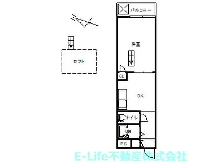 熊本東レジデンス(1DK/1階)の間取り写真