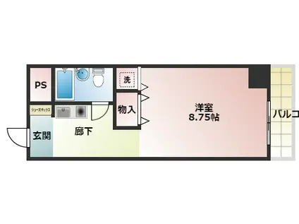 ライオンズマンション難波南第2(ワンルーム/4階)の間取り写真