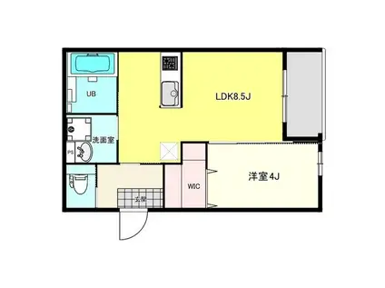 明石市大観町PJI(1LDK/3階)の間取り写真