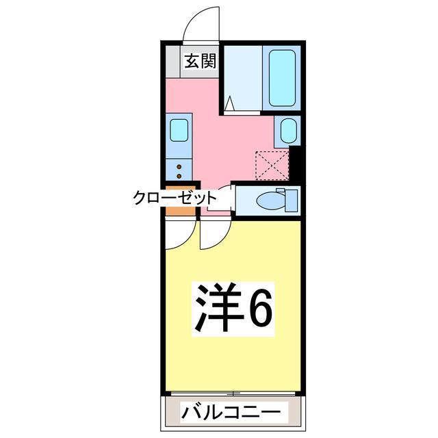 PLUME木更津(1K/2階)の間取り写真