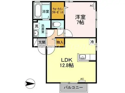グランシャリオE(1LDK/1階)の間取り写真