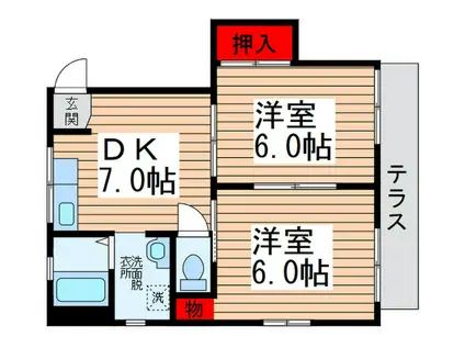 メゾンWADA(2DK/1階)の間取り写真