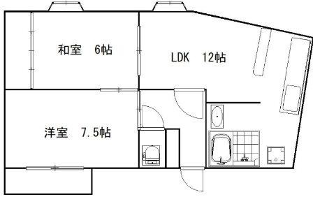 東洋ビル(2LDK/3階)の間取り写真