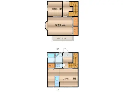 マロンハウスII(2LDK/1階)の間取り写真