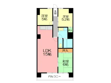 南山ハイム(3LDK/4階)の間取り写真