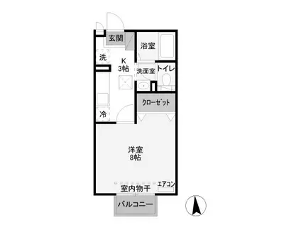 アンジェリークB(1K/1階)の間取り写真