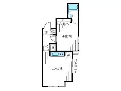テラス.K(1LDK/2階)の間取り写真