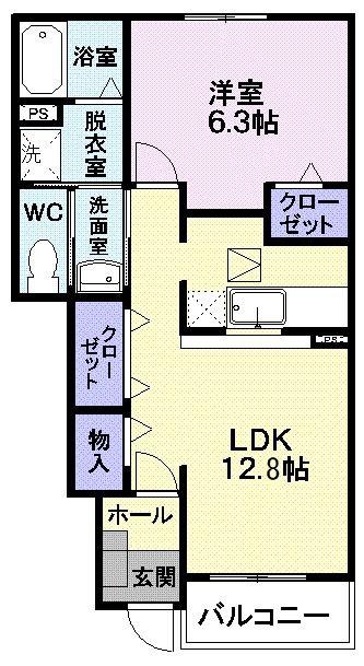 パルテールヒルズ(1LDK/1階)の間取り写真