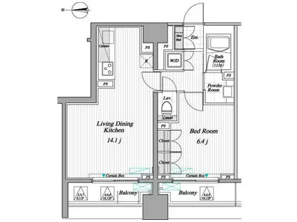 レジディア錦糸町II(1LDK/11階)の間取り写真