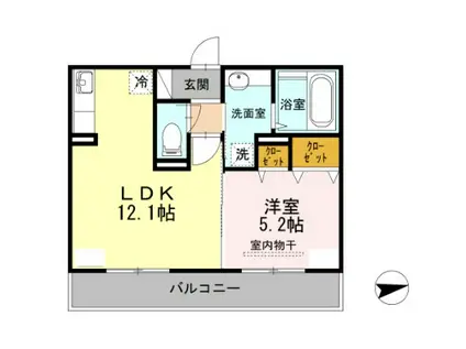 アザックひらた(1LDK/2階)の間取り写真
