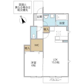 パークドプランタンG(1LDK/1階)の間取り写真