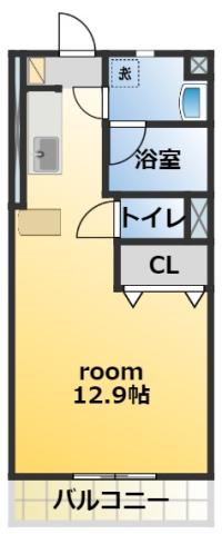 SANTOPIA-SEN(ワンルーム/1階)の間取り写真