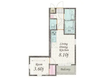 CHERIM 本陣十王町 サウス(1LDK/2階)の間取り写真