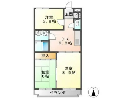 ベルパレス(3DK/2階)の間取り写真