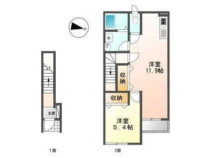 サンフォレスティ(1LDK/2階)の間取り写真