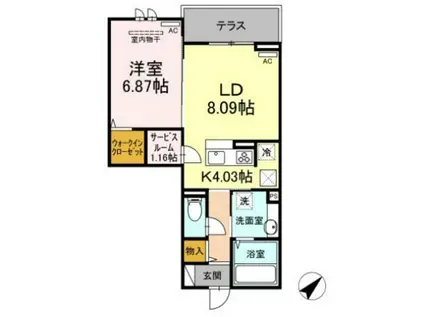 シャトー ドゥ ラ メール(1LDK/1階)の間取り写真