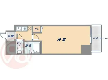 セレッソコート西心斎橋I(1K/5階)の間取り写真