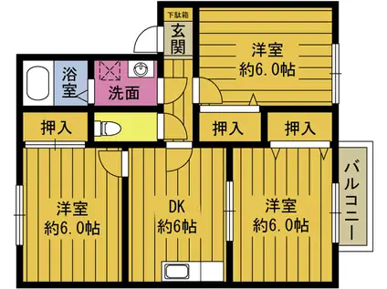 サニーハウス二目川(3DK/2階)の間取り写真