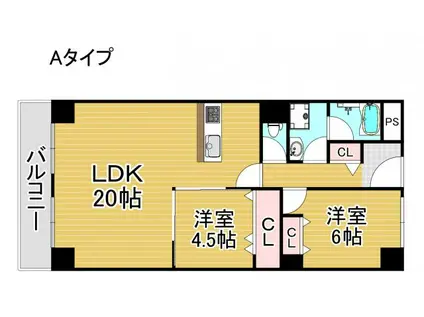 アノパーク加賀屋(2LDK/7階)の間取り写真