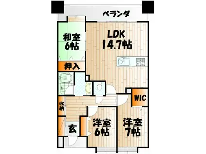 ネクスタージュ高見七條壱番館(3LDK/9階)の間取り写真