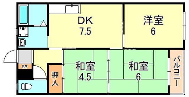 ネオハート(3DK/2階)の間取り写真