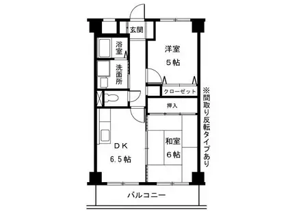 アーバンクレールソシア(2DK/3階)の間取り写真