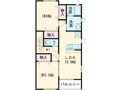 CASAS・M(2LDK/2階)の間取り写真
