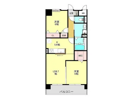 港区当知オーナールーム付マンション(2LDK/1階)の間取り写真
