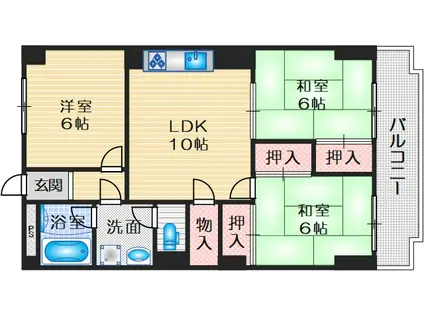 ゆたかハイツ(3LDK/2階)の間取り写真